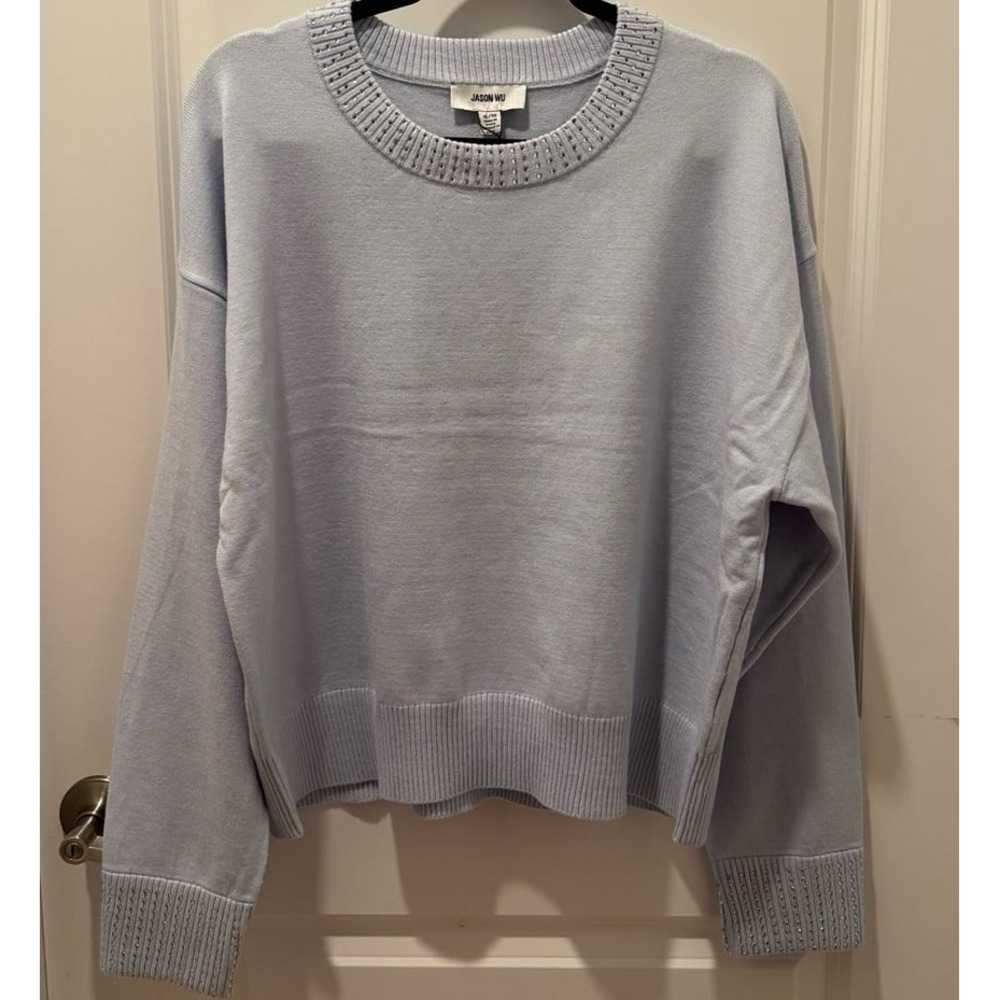 Jason Wu Collection Women's Sequin Accent Blue Sweater XL. NWT